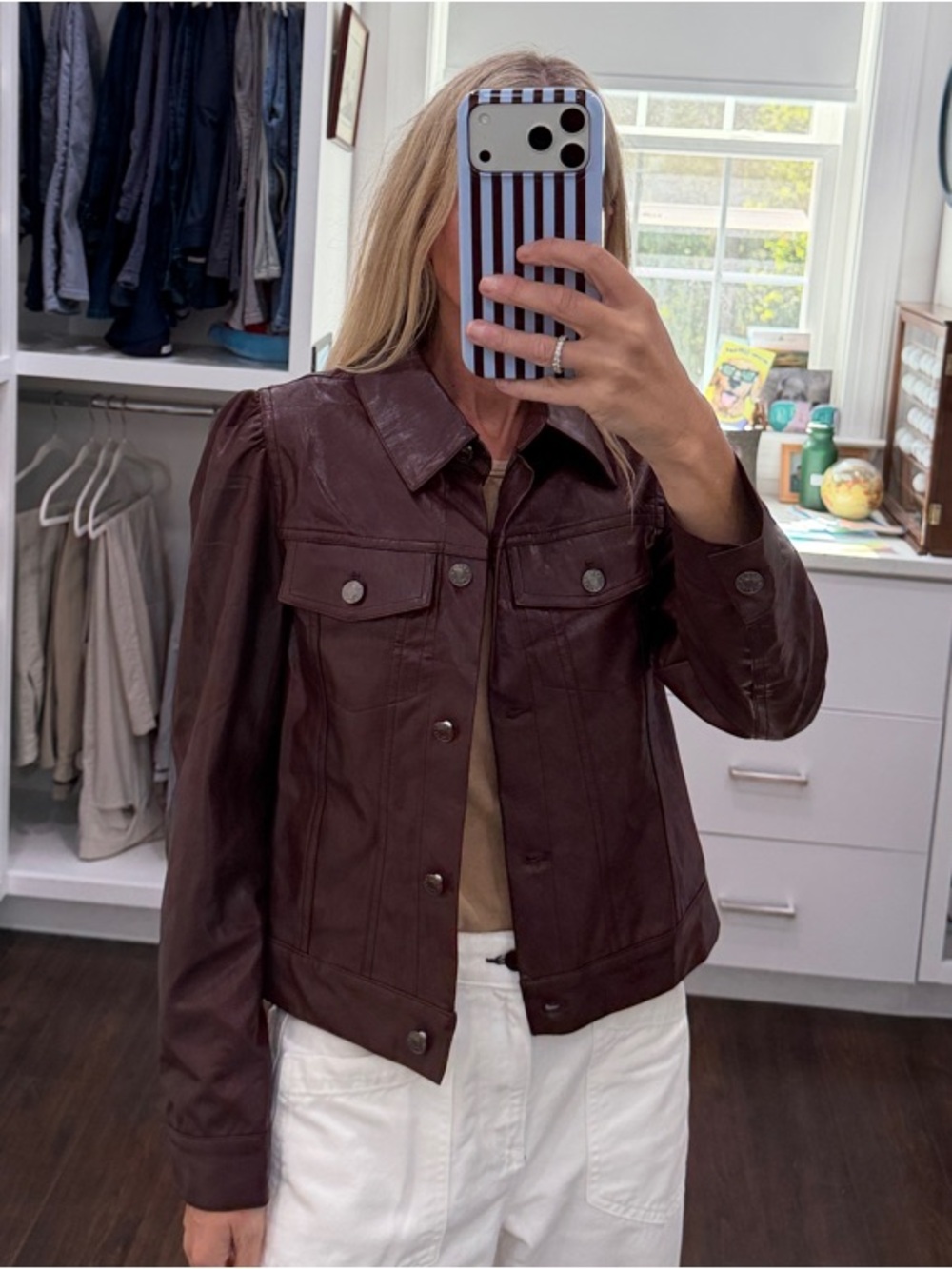 Avara Burgundy Faux-Leather Jacket